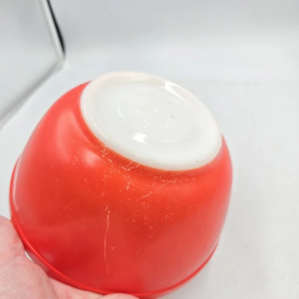 Vintage Pyrex U.S. PAT. OFF Red Mixing Bowl Rare 1940s Primary Medium Bowl